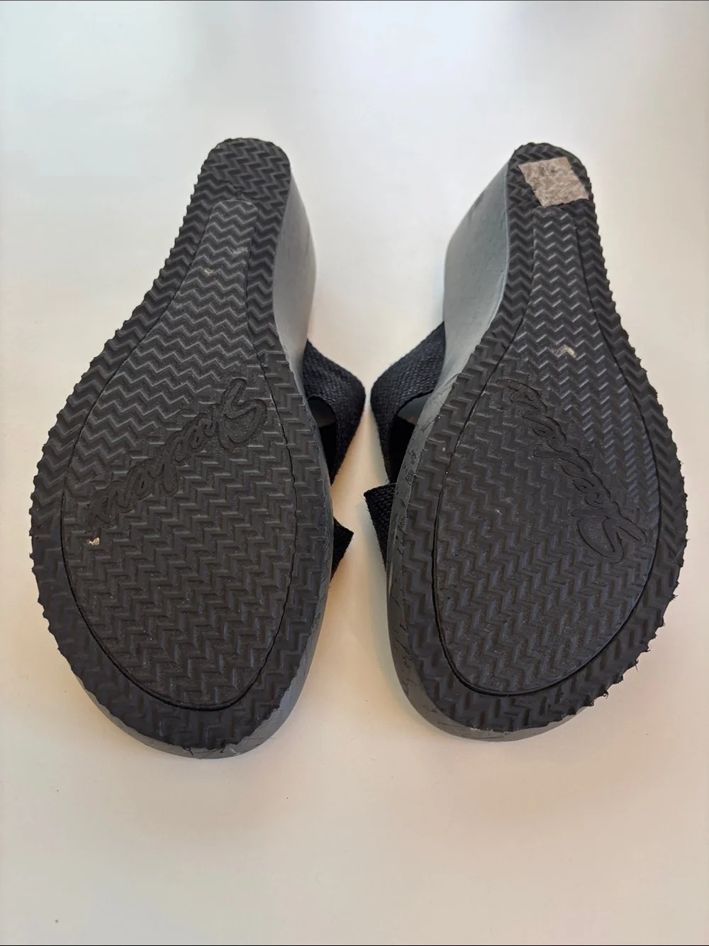 Skechers Black Crisscross Wedge Sandals